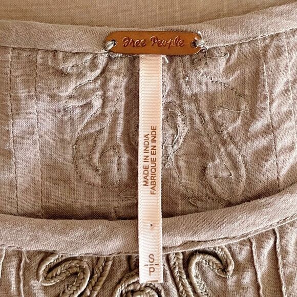 Free People Brown Embroidered Quills Cropped Top Size Small - Picture 14 of 14